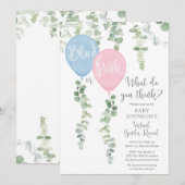 Virtueel geslacht onthult Blauwe roze ballonnen gr Kaart (Voorkant / Achterkant)