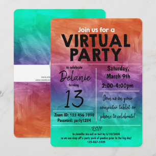 Virtueel verjaardagsfeest watercolor ontwerp kaart