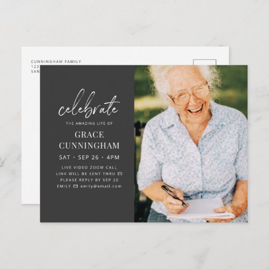 Virtueel vieren de verbazingwekkende levensmoderne uitnodiging briefkaart (Voorkant / Achterkant)