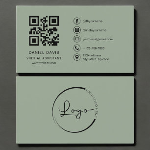 Virtuele assistent Sage Green Logo QR-code Visitekaartje