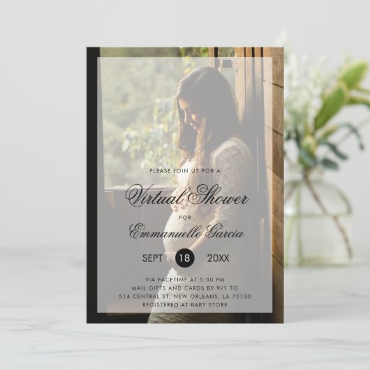 Virtuele Baby Shower Geslacht Neutrale Moderne Fot Kaart (Staand voorkant)