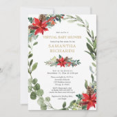 Virtuele baby shower met kerstrood groen leder kaart (Voorkant)