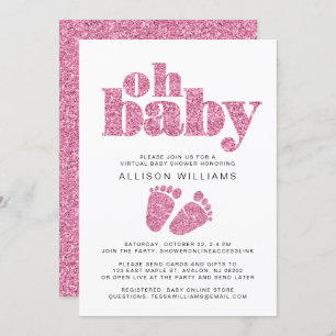 Virtuele baby-vrouw Shower Roze Glitter Kaart
