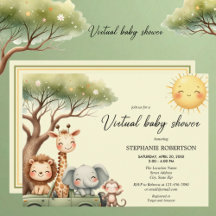 Virtuele babyshower safari dieren geslacht neutraa