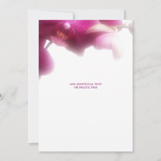 Virtuele bloemendouche met roze orchideeën kaart (Achterkant)