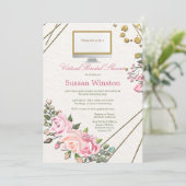 Virtuele bruids douche bloemen uitnodiging (Staand voorkant)