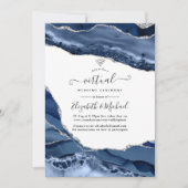 Virtuele bruiloft in Navy en Silver Agate Online Kaart (Voorkant)