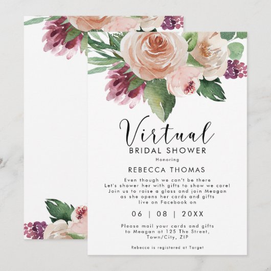 virtuele douche per post floral vrijgezellenfeest kaart (Voorkant / Achterkant)