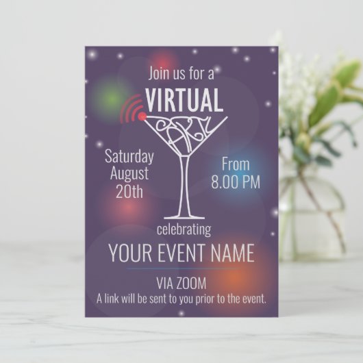 Virtuele feestuitnodiging voor het online vieren kaart (Staand voorkant)