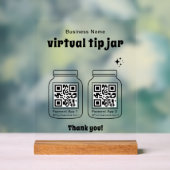 Virtuele fooienpot met 2 QR-code Acryl Bord (Neutraal)
