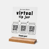 Virtuele fooienpot met 3 QR-code Acryl Bord (Hoek)