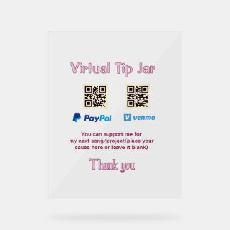 Virtuele fooienpot QR-code geld donatie PayPal ven Acryl Bord