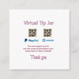 Virtuele fooienpot QR-code geld donatie PayPal ven Informatiekaartje