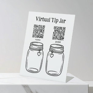 Virtuele fooienpot, Scan om fooien te geven in Met Reclamebord Met Voetstuk