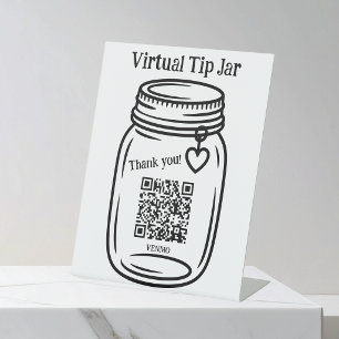 Virtuele fooienpot, Scan om fooien te geven in Met Reclamebord Met Voetstuk