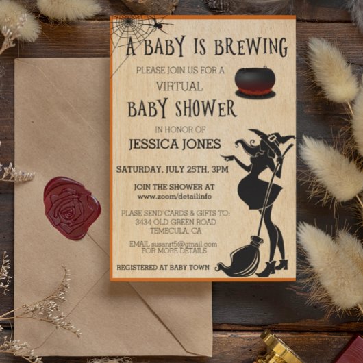 Virtuele Halloween Baby is Brouwende Shower Heks Kaart