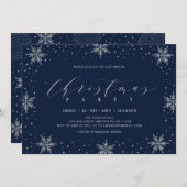 Virtuele kerstfeestdag in Silver & Navy Winter Kaart (Voorkant / Achterkant)