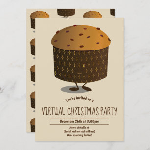 Virtuele kerstfeestdag voor Panettone-karakter Kaart