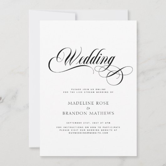 Virtuele moderne zwarte en witte bruiloft kaart (Voorkant)