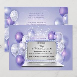Virtuele neutrale Baby shower voor Amethyst-laptop Kaart