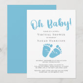 Virtuele Oh Baby Boy Shower Blue Feet Kaart (Voorkant / Achterkant)