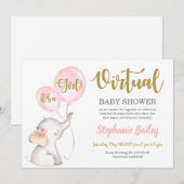 Virtuele olifant Baby shower Kaart (Voorkant / Achterkant)