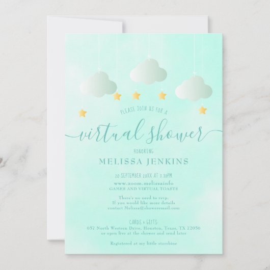 Virtuele Online Baby Shower op Afstand voor zowel Kaart (Voorkant)