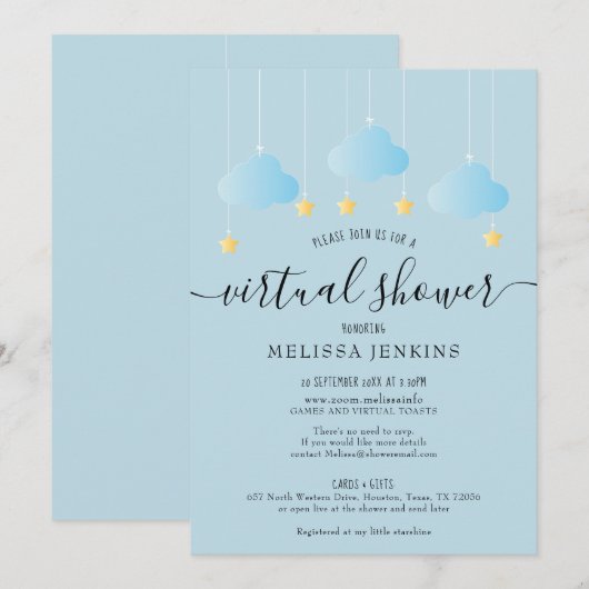 Virtuele online douche over lange afstand per mail kaart (Voorkant / Achterkant)