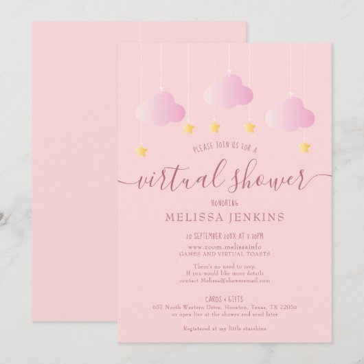 Virtuele online lange afstands douche per post Roz Kaart (Voorkant / Achterkant)