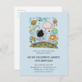 Virtuele online uitnodiging voor verjaardagsfeest (Voorkant / Achterkant)