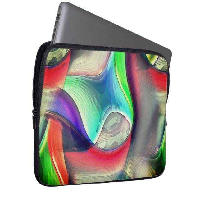 Virtuele psychedelische metaalpantsering laptop sleeve (Voorkant Rechts)