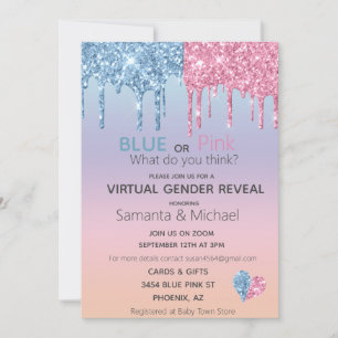 Virtuele roze blauwe glitter zet gender zichtbaar kaart