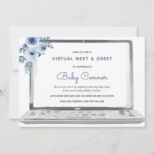 Virtuele SIP & Bekijk Welkom Baby Boy Kaart (Voorkant)