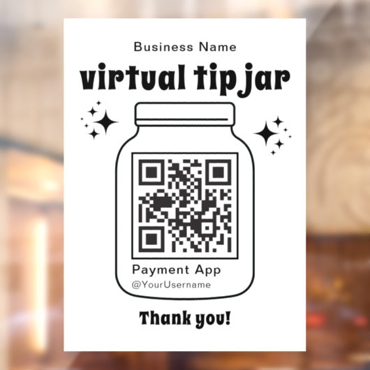 Virtuele Tip Jar met QR Code Raamsticker (Vel 2)
