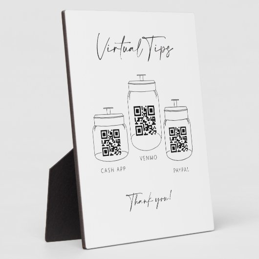 Virtuele Tip Jar Scan QR Code Cash App Betaling Fotoplaat (Zijkant)