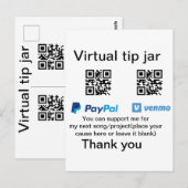 Virtuele tip per vierkante of codetonatie PayPal v Briefkaart (Voorkant / Achterkant)