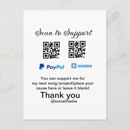 Virtuele tip per vierkante of codetonatie PayPal v Briefkaart (Voorkant)