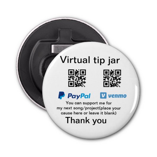 Virtuele tip per vierkante of codetonatie PayPal v Button Flesopener (Voorkant)