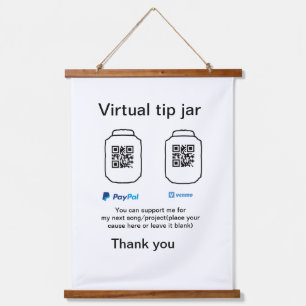 Virtuele tip per vierkante of codetonatie PayPal v Hangend Wandkleed