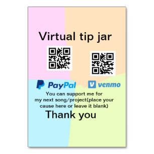 Virtuele tip per vierkante of codetonatie PayPal v Kaart