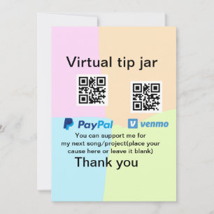 Virtuele tip per vierkante of codetonatie PayPal v Kaart