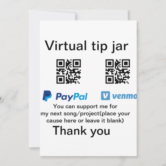 Virtuele tip per vierkante of codetonatie PayPal v Kaart (Voorkant)