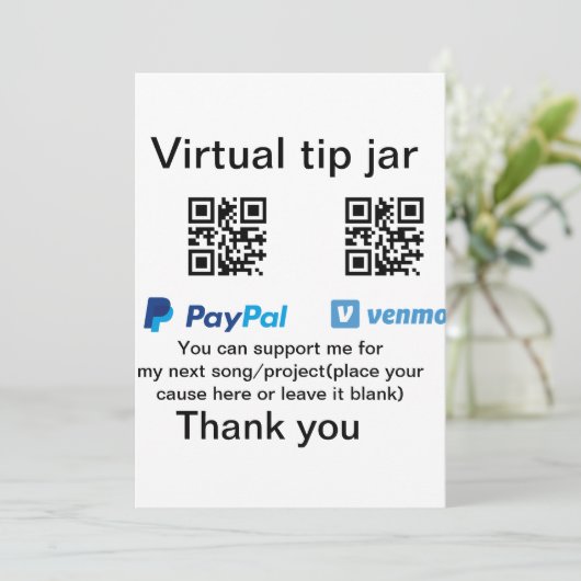 Virtuele tip per vierkante of codetonatie PayPal v Kaart (Staand voorkant)