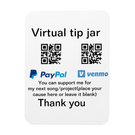 Virtuele tip per vierkante of codetonatie PayPal v Magneet (Verticaal)