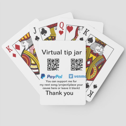 Virtuele tip per vierkante of codetonatie PayPal v Pokerkaarten (Achterkant)