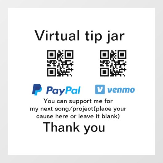Virtuele tip per vierkante of codetonatie PayPal v Raamsticker (Vel)