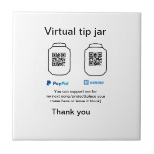 Virtuele tip per vierkante of codetonatie PayPal v Tegeltje