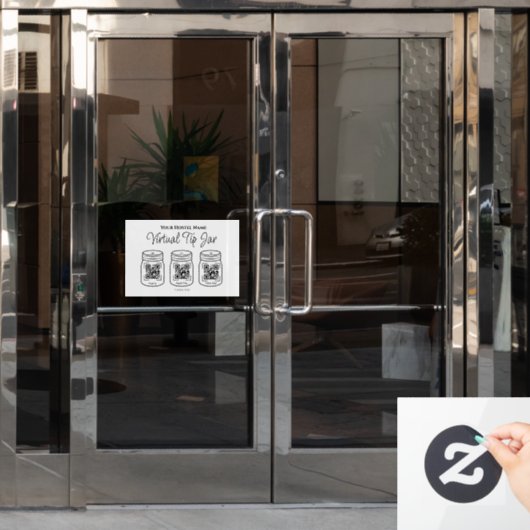 Virtuele tip pot 3 potjes eenvoudige QR-code scann Raamsticker (Kantoordeur)