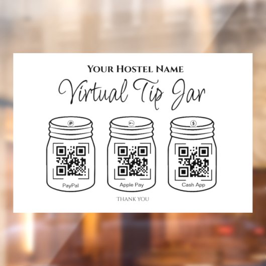 Virtuele tip pot 3 potjes eenvoudige QR-code scann Raamsticker (Vel 2)