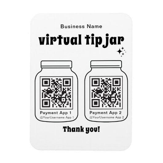 Virtuele tip pot met 2 QR-code Magneet (Verticaal)